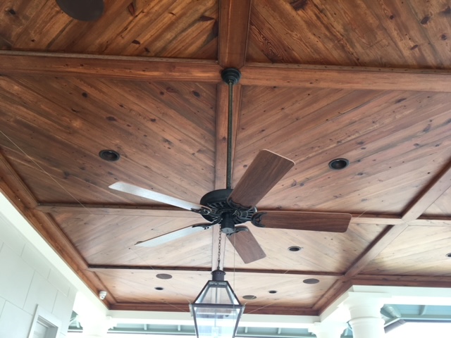 Dark Wood Paneled Ceiling