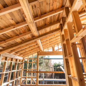 Wooden frame of a new house under construction